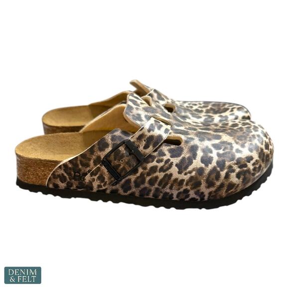 NEW Papillio Birkenstock Boston Leopard Clog Mules Slip On Trendy Modern Style - Picture 2 of 8